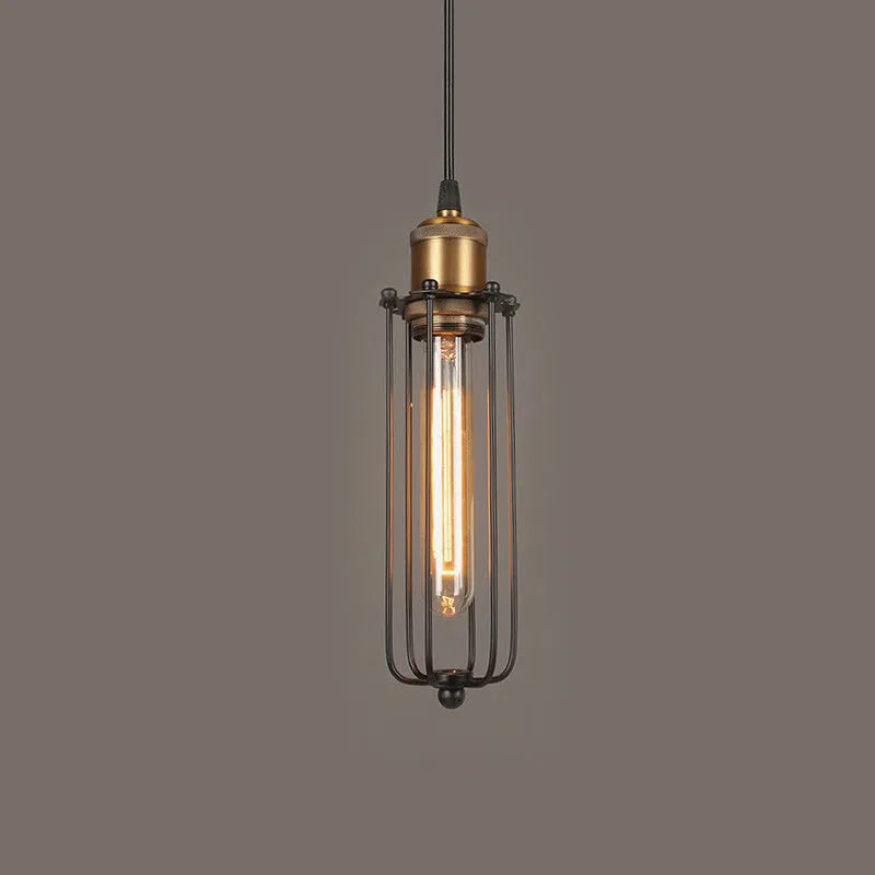 Brown iron fishing line chandelier with Nordic retro industrial design for 10-15 square metre rooms