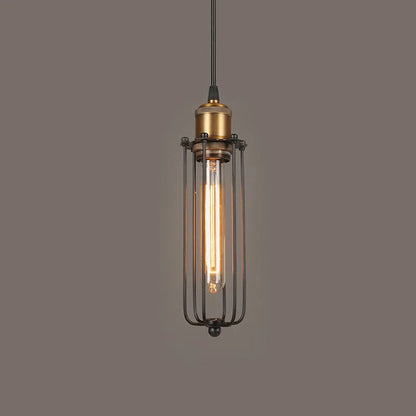 Brown iron fishing line chandelier with Nordic retro industrial design for 10-15 square metre rooms