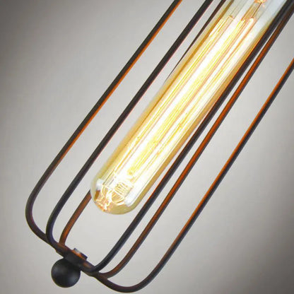 Brown iron fishing line chandelier with Nordic retro industrial design for 10-15 square metre rooms