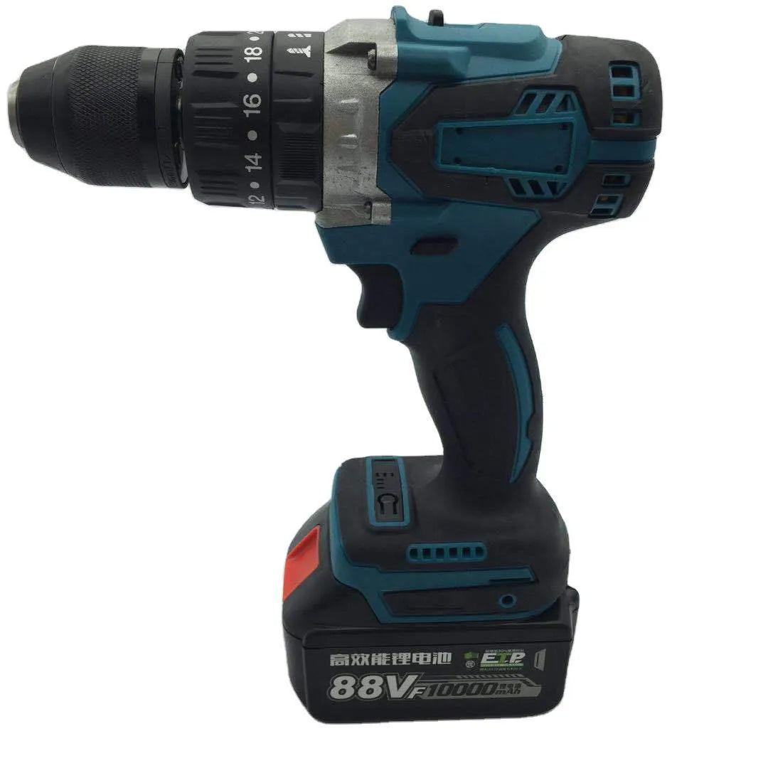 21V cordless rechargeable impact drill with 13mm chuck and lithium battery for drilling and screwdriving