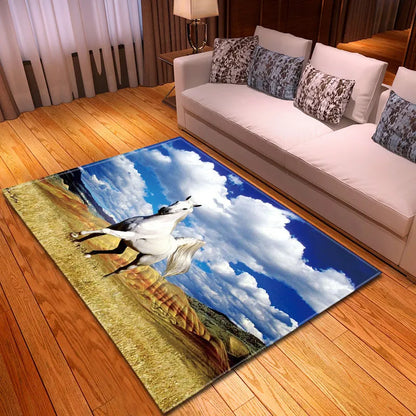 Rectangular cartoon animal pattern polyester rug measuring 100x150cm for home decoration