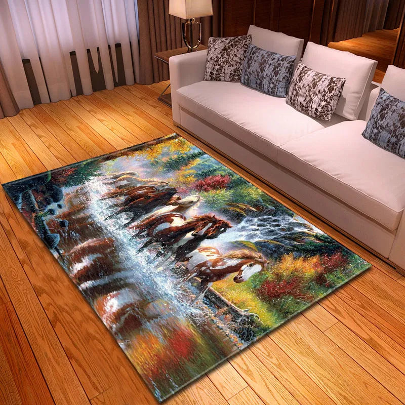 Rectangular cartoon animal pattern polyester rug measuring 100x150cm for home decoration