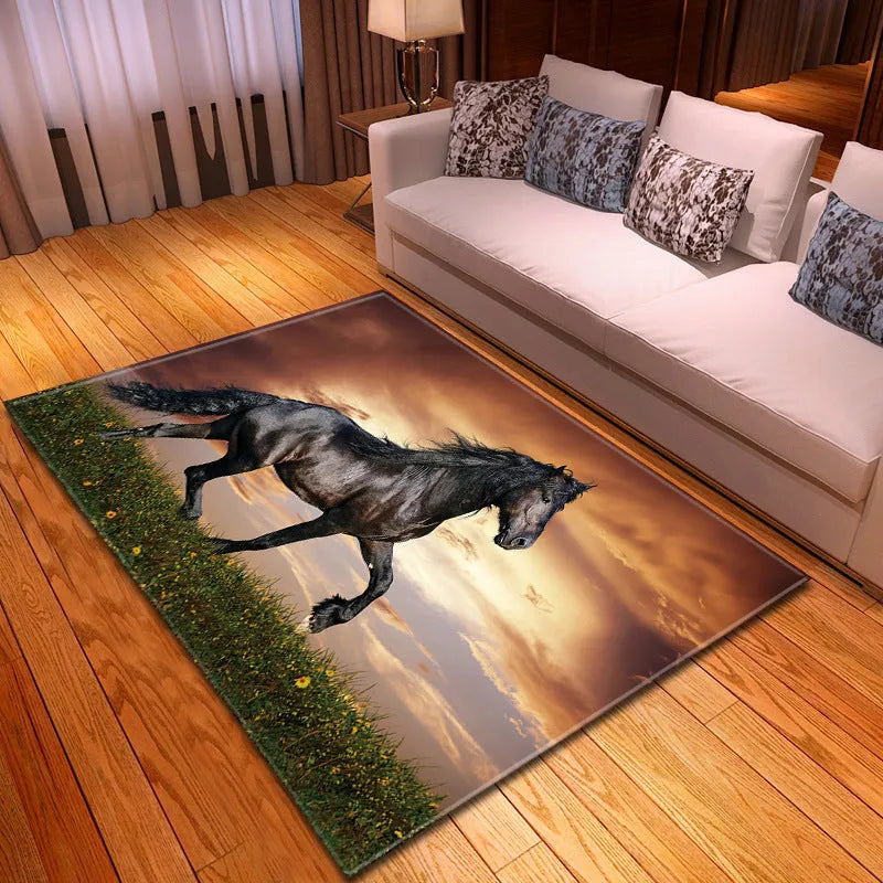 Rectangular cartoon animal pattern polyester rug measuring 100x150cm for home decoration