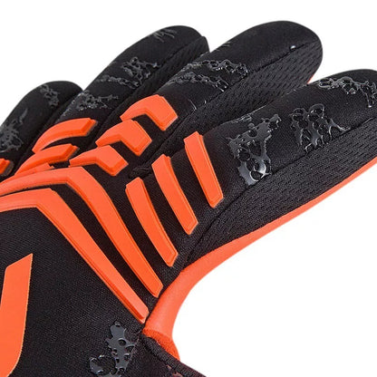 Swordsman Series Goalkeeper Gloves with orange and black design, CONTACT latex palm