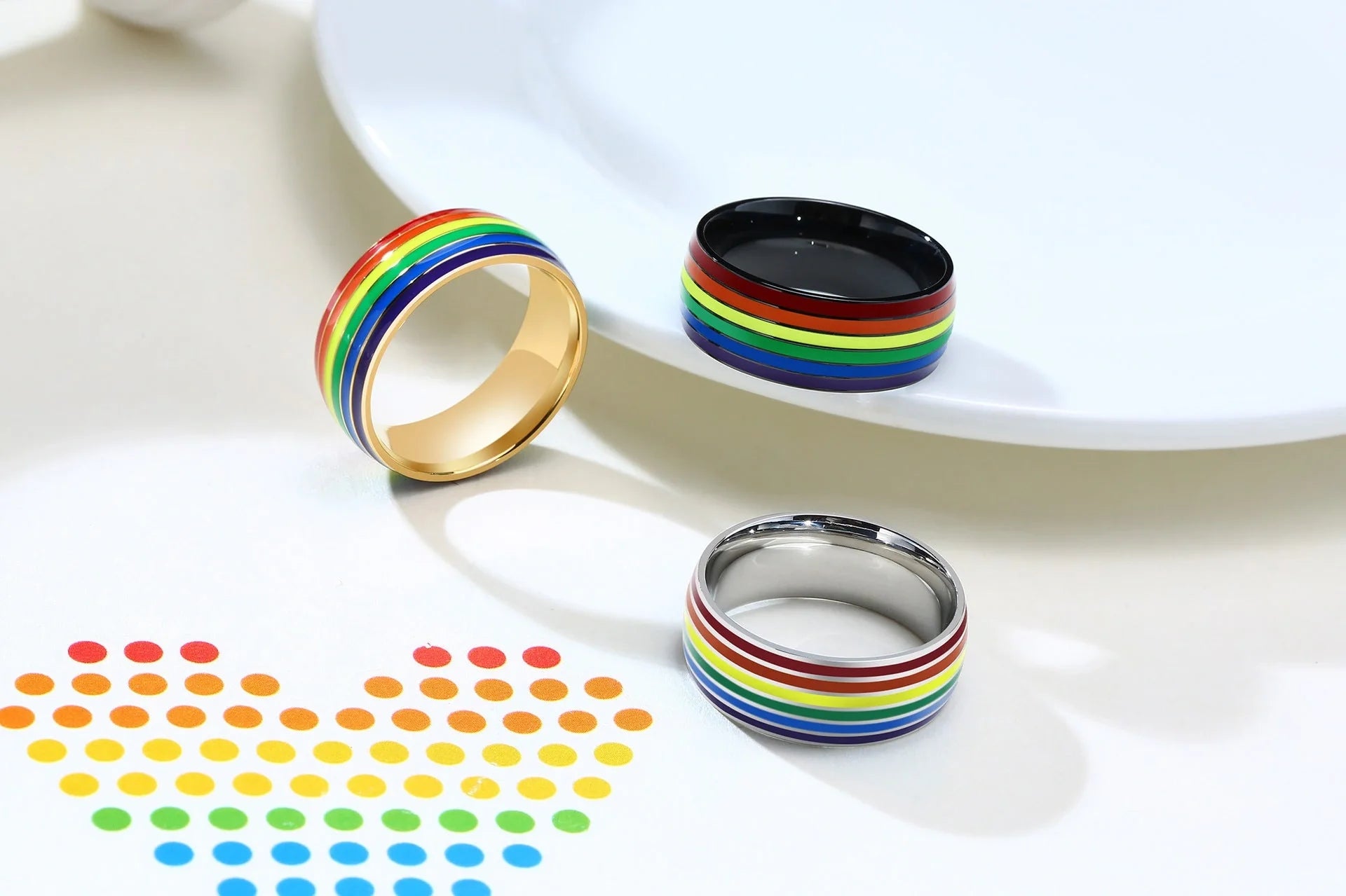 Cycolinks Pride Rainbow Unisex Titanium Steel Ring in various colours