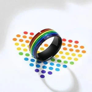 Cycolinks Pride Rainbow Unisex Titanium Steel Ring in various colours