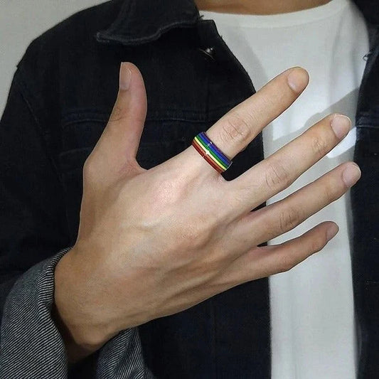 Cycolinks Pride Rainbow Unisex Titanium Steel Ring in various colours