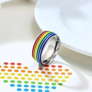 Cycolinks Pride Rainbow Unisex Titanium Steel Ring in various colours