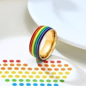 Cycolinks Pride Rainbow Unisex Titanium Steel Ring in various colours