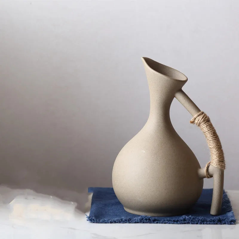 Ceramic cold kettle gift set with bone china pot, four cups, and bamboo serving tray