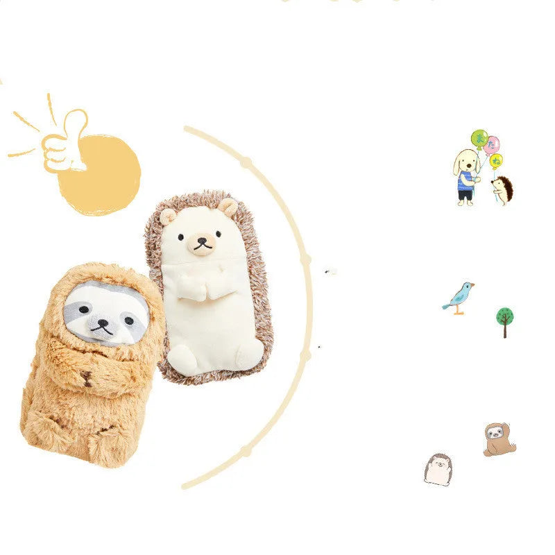 Soft velvet plush pencil case with a creative funny design, shown in colour option A, measuring 20cm in length.