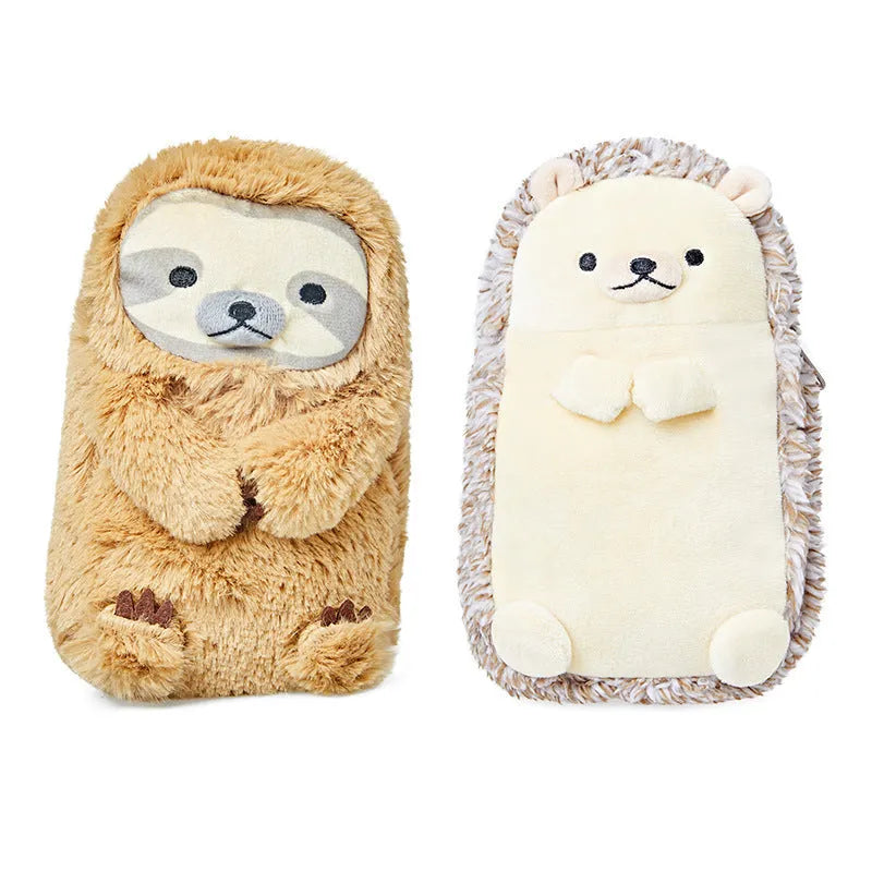 Plush pencil case made from soft velvet fabric measuring 20cm long with a creative and funny personality design for school, office, or college supplies organisation, available in colours A and B with a single-item pack