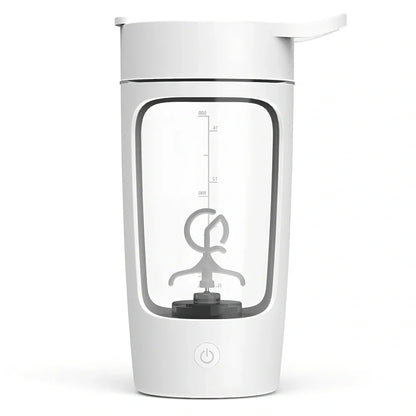 650ml black electric protein shake cup with scale lid and USB charging port for fitness use