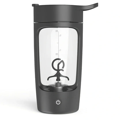 650ml black electric protein shake cup with scale lid and USB charging port for fitness use
