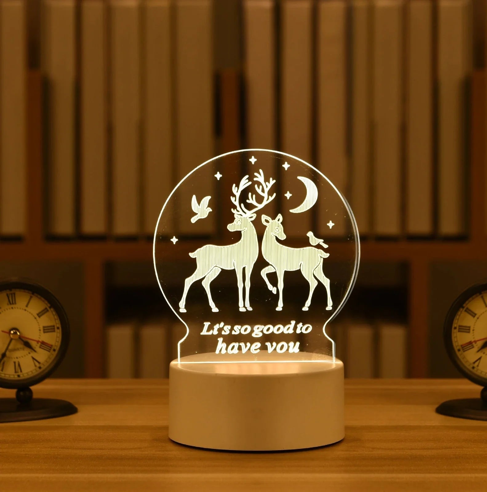 Cartoon 3D night light measuring 210mm by 110mm with touch control and acrylic construction