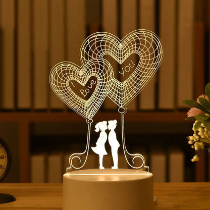Cartoon 3D night light measuring 210mm by 110mm with touch control and acrylic construction