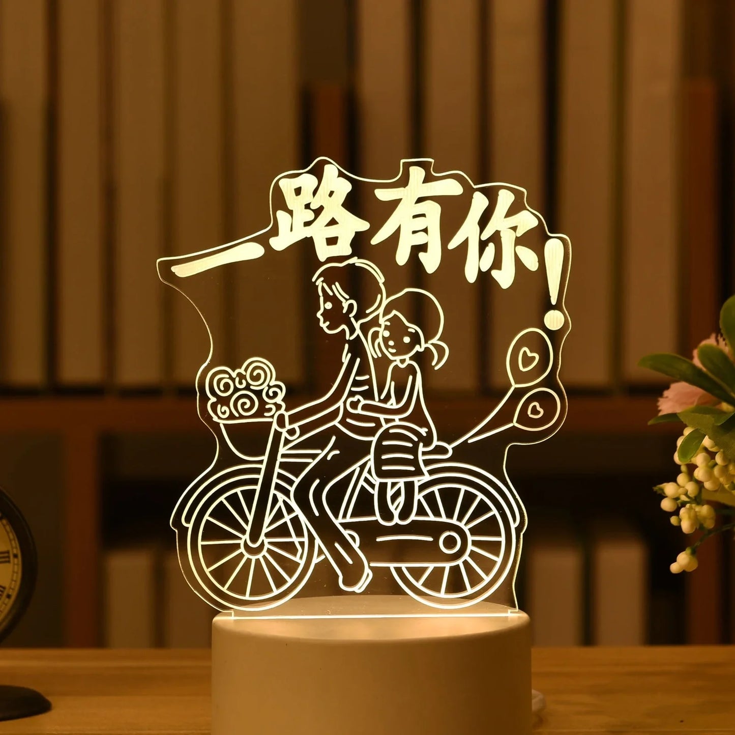 Cartoon 3D night light measuring 210mm by 110mm with touch control and acrylic construction