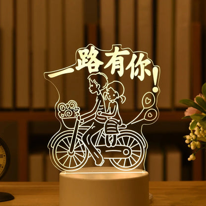 Cartoon 3D night light measuring 210mm by 110mm with touch control and acrylic construction
