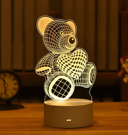 Cartoon 3D night light measuring 210mm by 110mm with touch control and acrylic construction