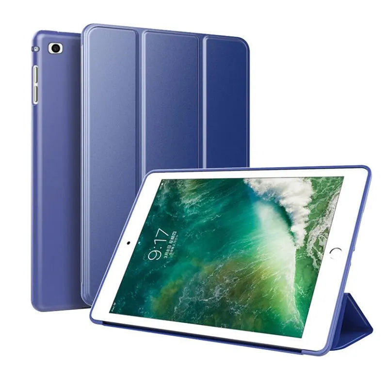 iPad Protective Sleeve with Integrated Silicone Stand: A clamshell-style case offering 360-degree tablet protection and hands-free viewing angles in six colour options.