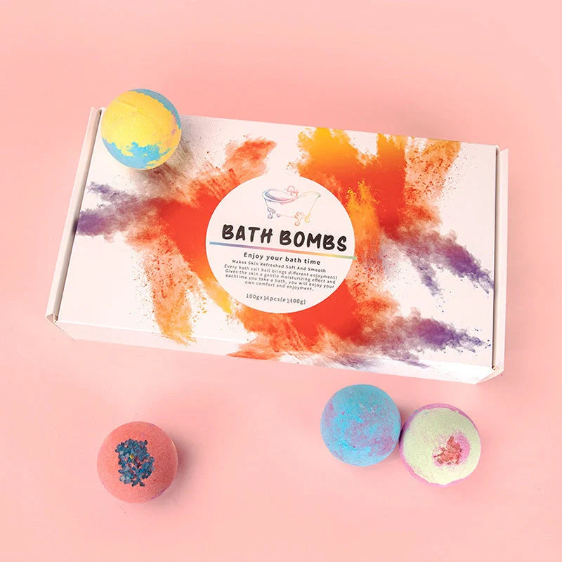 14-piece explosive salt ball gift box with varied fragrances for luxurious baths