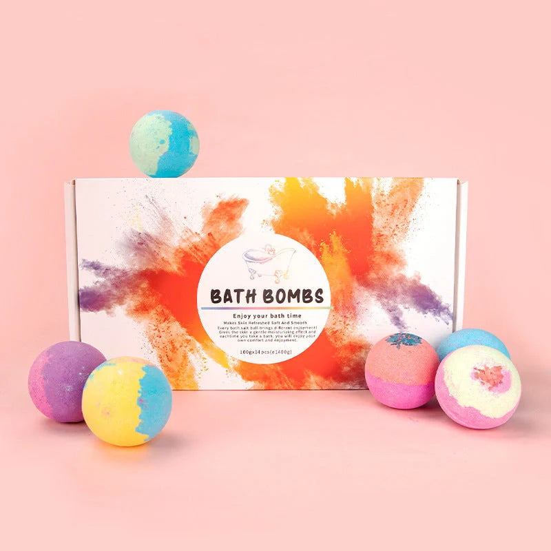 14-piece explosive salt ball gift box with varied fragrances for luxurious baths