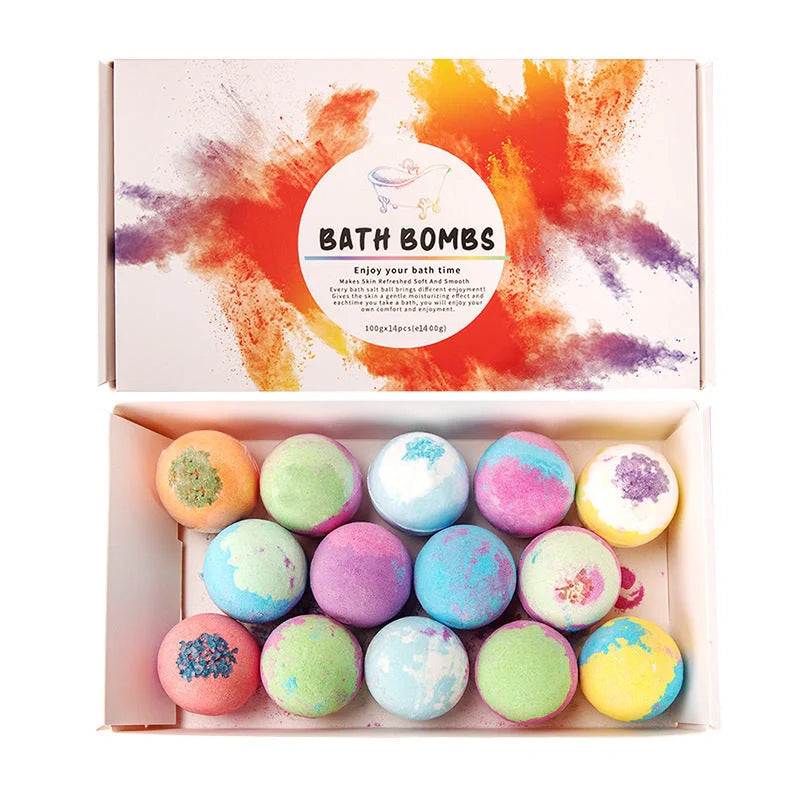 14-piece explosive salt ball gift box with varied fragrances for luxurious baths