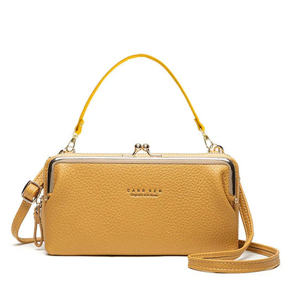 Horizontal Korean ladies messenger bag in PU leather with zip and card slot