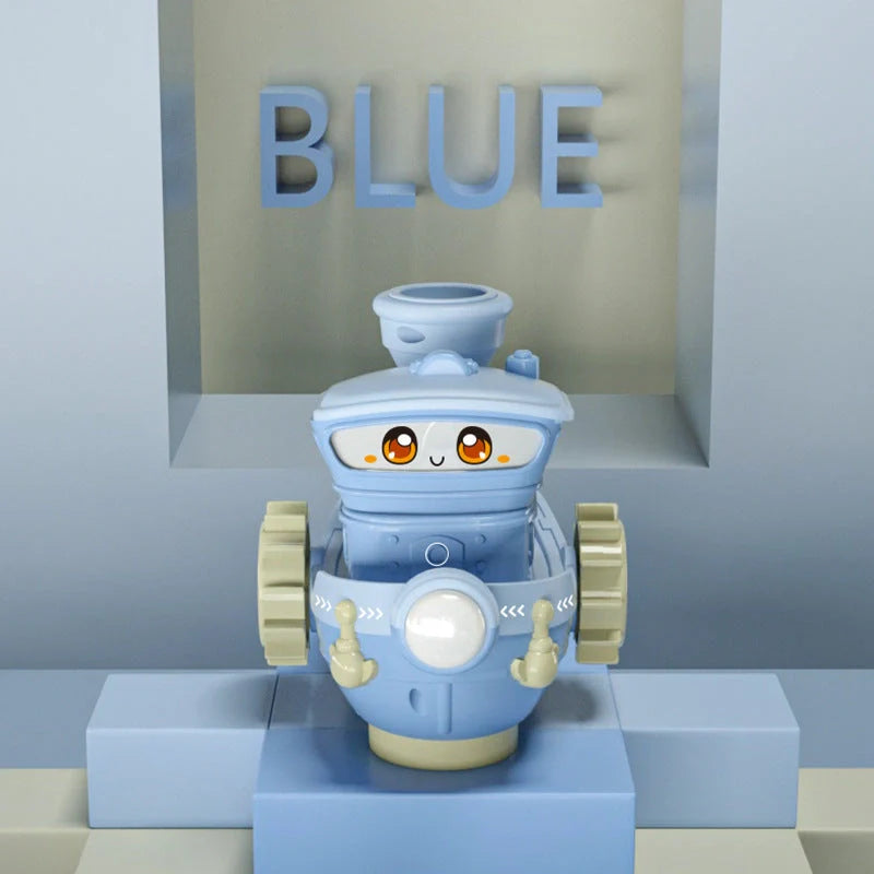 Electric water rotating spray ship toy in blue, green, or pink for baby bath time fun