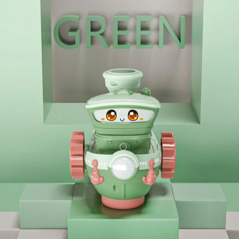 Electric water rotating spray ship toy in blue, green, or pink for baby bath time fun