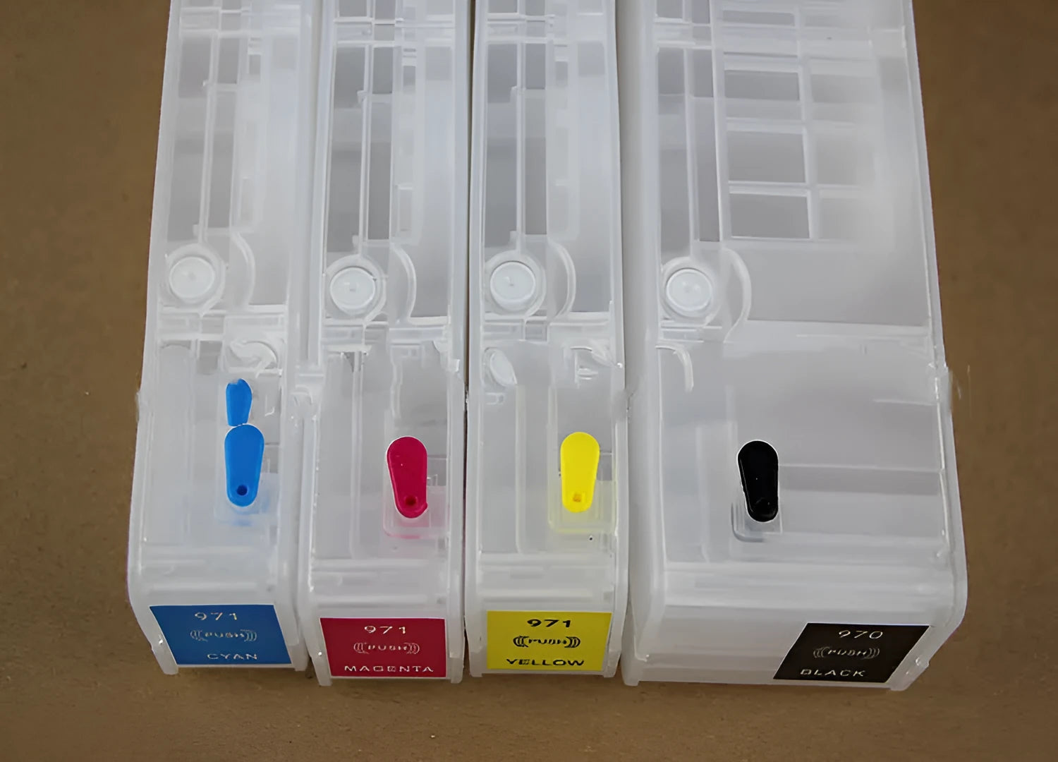 Compatible HP 970 971 refillable ink cartridge with 100ml capacity and resettable chip.
