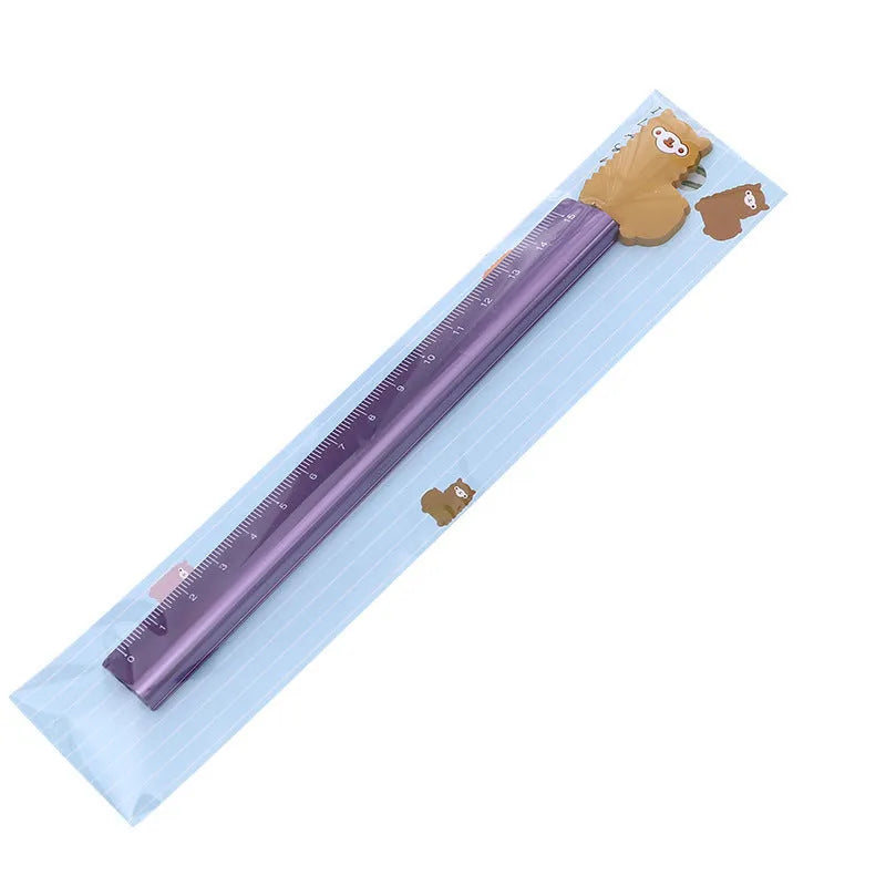 Aluminium ruler tool for measuring and drawing straight lines with a colourful Alpaca design, supplied with a 30cm straight edge and a clear centimetre and millimetre scale for school, office, or craft use.