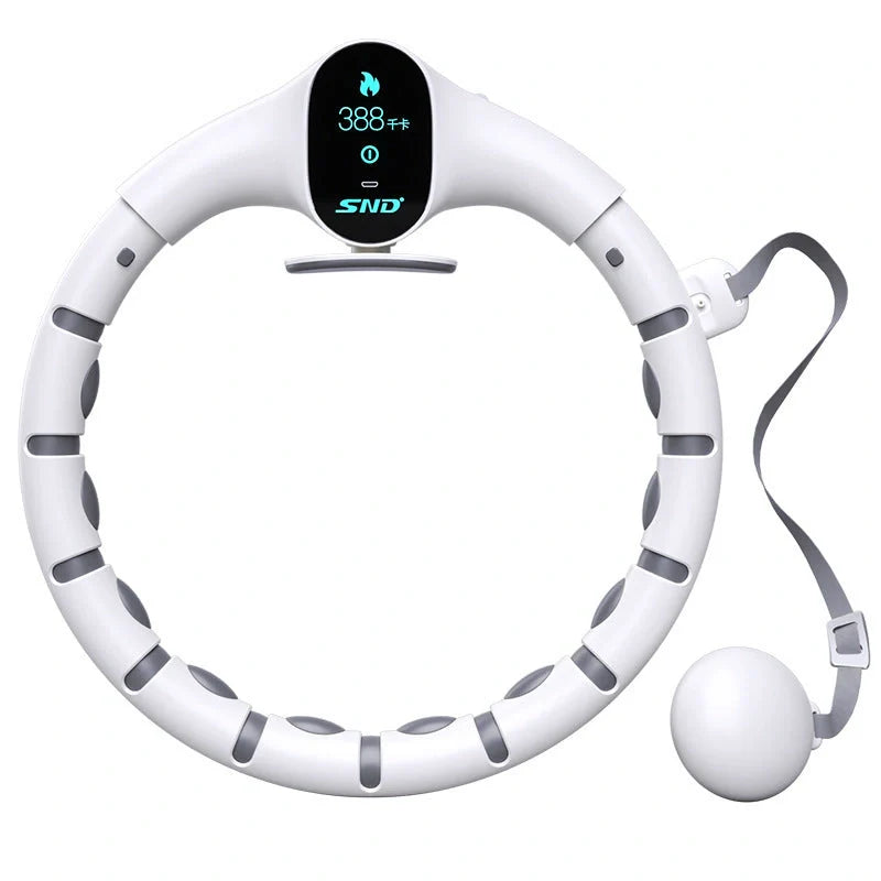 Adjustable Smart Counting Fitness Hoop in white for waist slimming and body building