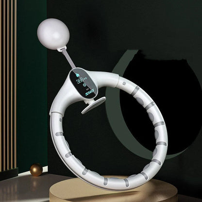 Adjustable Smart Counting Fitness Hoop in white for waist slimming and body building