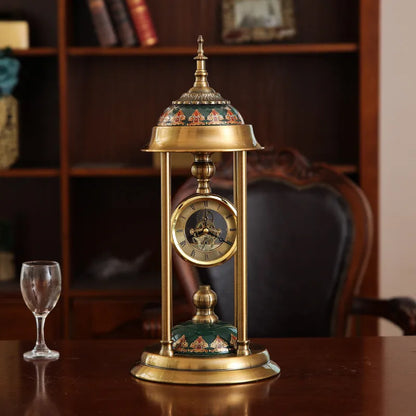 Rectangular pendulum clock ornament with metal and glass construction for Nordic home decor