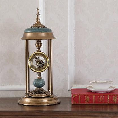 Rectangular pendulum clock ornament with metal and glass construction for Nordic home decor
