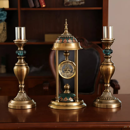 Rectangular pendulum clock ornament with metal and glass construction for Nordic home decor