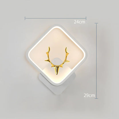 Deer antler wall lamp with remote control in white or black finish measuring 20-29cm