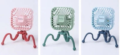 Portable desk fan with cute animal-inspired design, adjustable 360-degree rotation, and 3 wind speed settings for customized cooling
