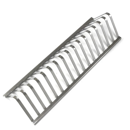 Silver stainless steel barbecue rib rack, 31cm long, elevated design for even grilling of multiple meats