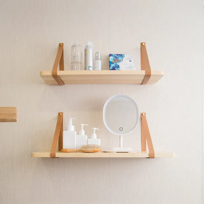 Nordic style pine wood wall mounted storage shelf measuring 50cm wide by 16cm deep