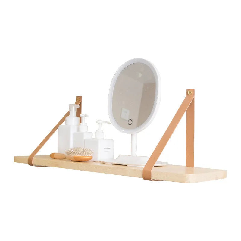 Nordic style pine wood wall mounted storage shelf measuring 50cm wide by 16cm deep