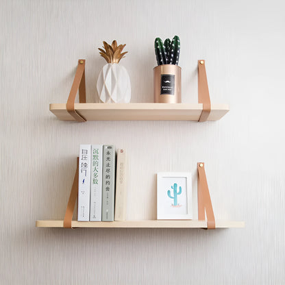 Nordic style pine wood wall mounted storage shelf measuring 50cm wide by 16cm deep