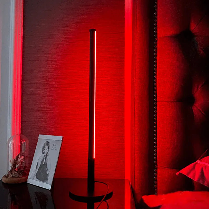 Nordic minimalist LED bedside table lamp with remote control in black or gold finish