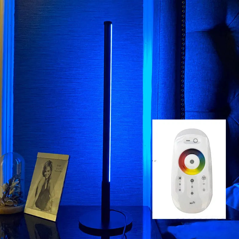 Nordic minimalist LED bedside table lamp with remote control in black or gold finish