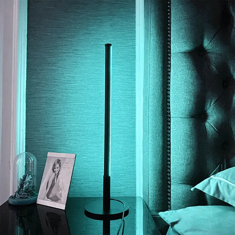 Nordic minimalist LED bedside table lamp with remote control in black or gold finish