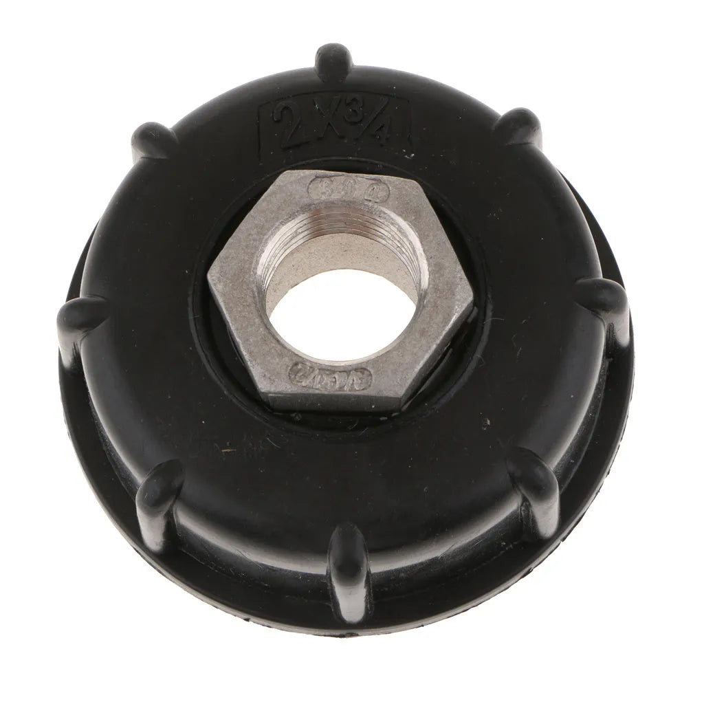 Black PP plastic and stainless steel barrel connector with 60cm thread for DN40/50 valves and 6-minute outlet