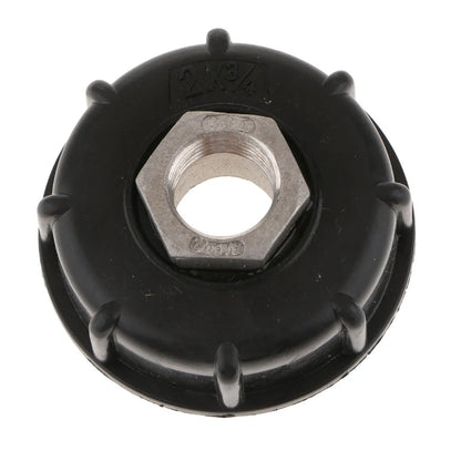 Black PP plastic and stainless steel barrel connector with 60cm thread for DN40/50 valves and 6-minute outlet