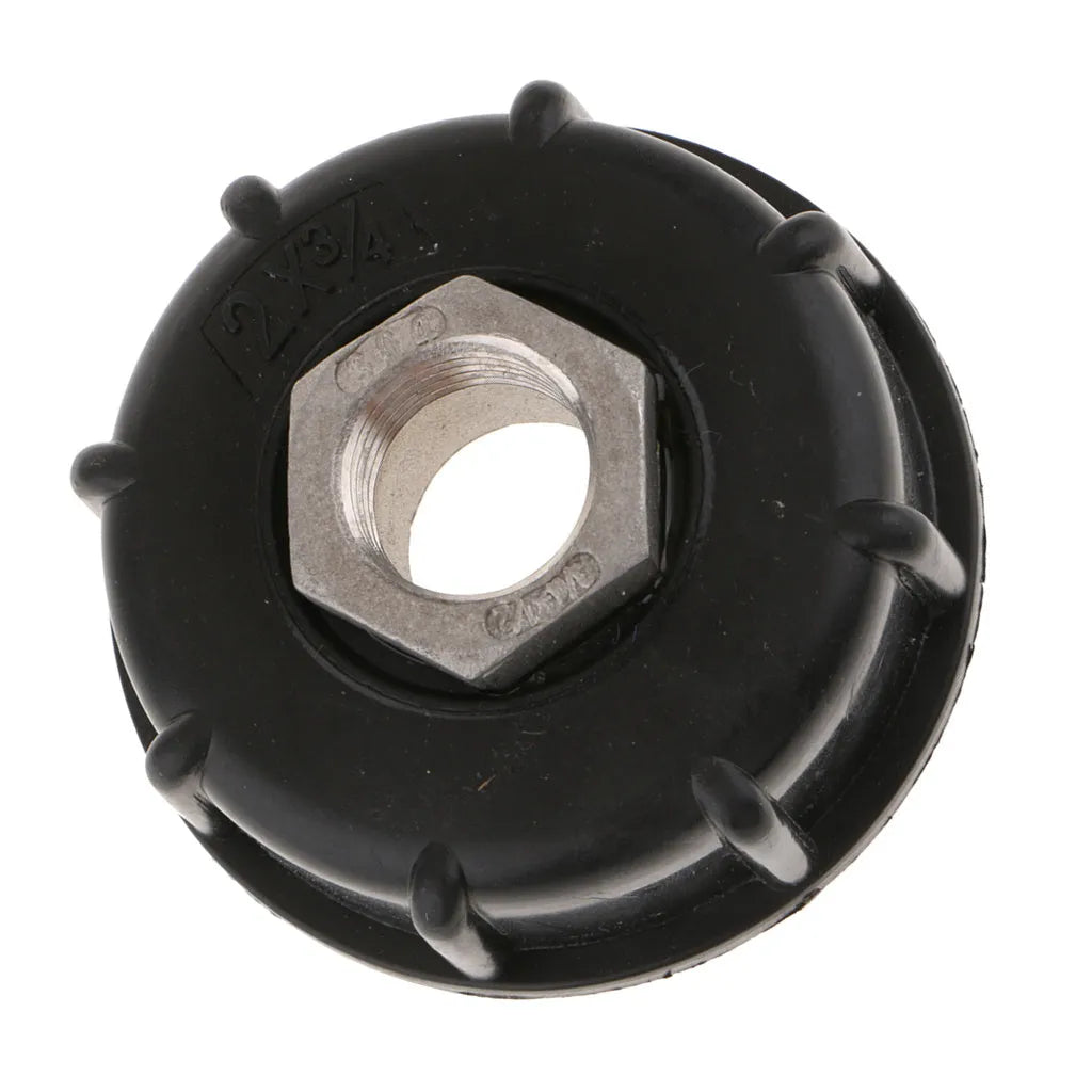 Black PP plastic and stainless steel barrel connector with 60cm thread for DN40/50 valves and 6-minute outlet