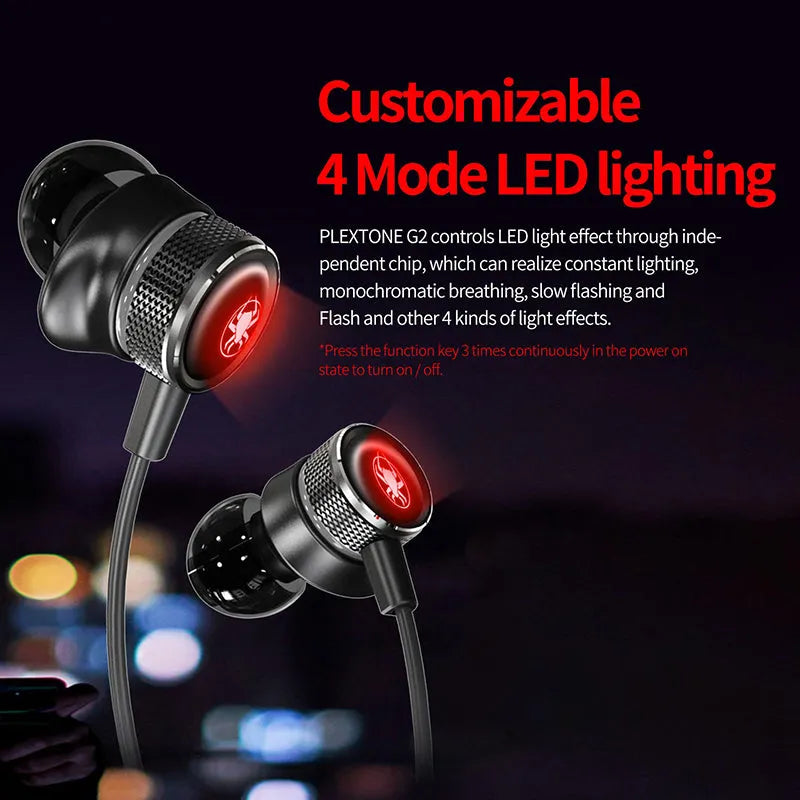 Neck-Hanging Metal Bluetooth Game Headset with 10mm Rubidium Iron-Boron Moving Coil Horn, Bluetooth 5.0 + EDR, 12-20m Range, 110mAh Battery, 8-10 Hours Play, Black Red Green